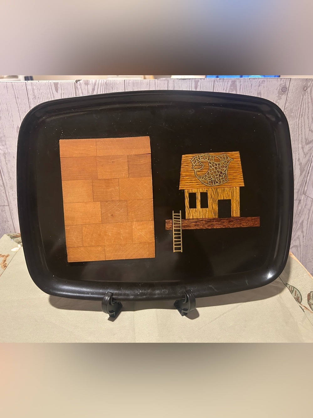 Vintage Couroc of Monterey Serving Tray w/ Cheese Board